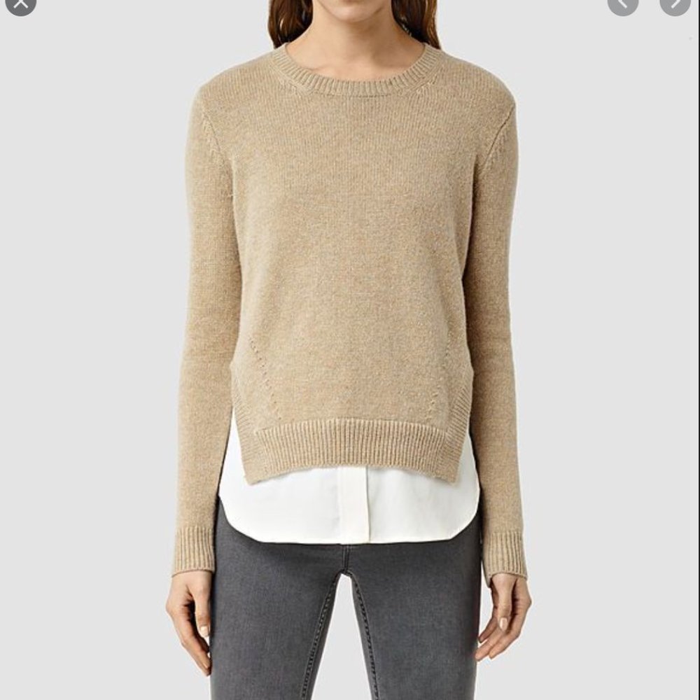 ALL SAINTS LAYER WICK SAND JUMPER SWEATER MED